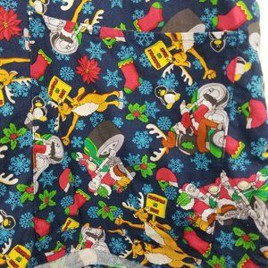 NICE biker SCRUB TOP Christmas Santa Claus on his Reindeer —MOTORCYCLE(not HD)